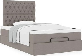 vidaXL Οθωμανικό κρεβάτι με στρώμα Taupe 120x200cm ύφασμα