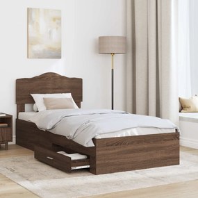 vidaXL Σκελετός Κρεβατιού Καφέ δρυς 70 x 190 cm Επεξεργασμένο Ξύλο