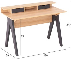 ΓΡΑΦΕΙΟ REXIN HM18290 ΜΕΛΑΜΙΝΗ ΣΕ SONAMA-ΓΚΡΙ 120x19-59x75-85,5ΥΥεκ. (1 Τεμμάχια)
