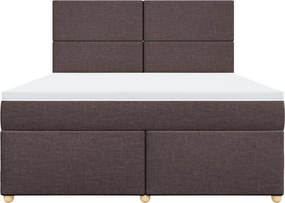 vidaXL Κρεβάτι Boxspring με Στρώμα Σκούρο Καφέ 180x200 εκ Υφασμάτινο