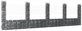 vidaXL Συρματοκιβώτιο σε U Σχήμα με 5 Στύλους 500x20x150 εκ Σιδερένιο
