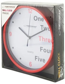 ESPERANZA Ρολόι τοίχου Prague EHC014R, 20cm, κόκκινο