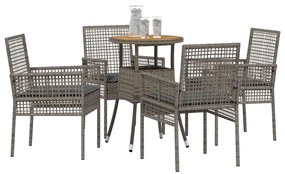 vidaXL Σέτ φαγητού για κήπο 5 pcs Γκρι συνθετικό ρατάν