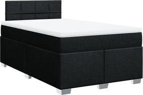 vidaXL Κρεβάτι Boxspring με Στρώμα Μαύρο 120x190 εκ. Υφασμάτινο