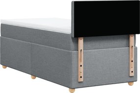 vidaXL Κρεβάτι Boxspring με Στρώμα Ανοιχτό Γκρι 90x190 εκ. Υφασμάτινο