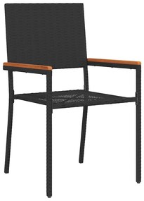 vidaXL Σέτ φαγητού για κήπο με μαξιλάρι 3 pcs Μαύρο συνθετικό ρατάν