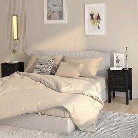 vidaXL Κομοδίνα 2 τεμ. Μαύρα 40 x 35 x 61,5 εκ. από Μασίφ Ξύλο Πεύκου