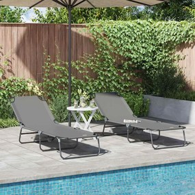 vidaXL Πτυσσόμενη ξαπλώστρα 2 pcs Γκρι 188 x 57 x 86,5 εκ. Πολυεστέρας