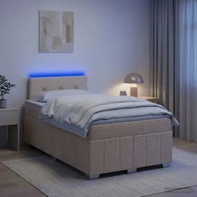 vidaXL Κρεβάτι box spring με στρώμα Κρεμ 120 x 190 cm Ύφασμα
