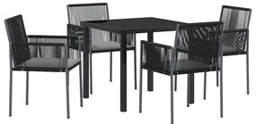 vidaXL Σέτ φαγητού για κήπο 5 pcs Μαύρο Πολυ ράταν