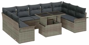 vidaXL Σετ Καναπέ Κήπου 10 pcs Γκρι 100 x 55 x 73 εκ Πολυ ράταν