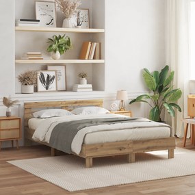 vidaXL Σκελετός Κρεβατιού artisan δρυς 140 x 200 cm Επεξεργασμένο ξύλο