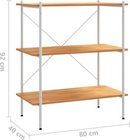 vidaXL Ραφιέρα 3 Επιπέδων Λευκή και Δρυς 80 x 40 x 92 εκ.