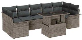 vidaXL Σετ Καναπέ Κήπου με μαξιλάρι 8 pcs Γκρι Πολυ ράταν