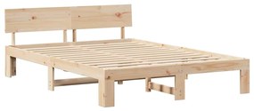 vidaXL Σκελετός Κρεβατιού Καφέ 140 x 200 cm Μασίφ ξύλο πεύκου