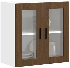 vidaXL Ντουλάπι τοίχου κουζίνας με γυάλινη πόρτα Porto Καφέ δρυς