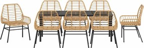 vidaXL Σέτ φαγητού για κήπο 9 pcs Καφέ συνθετικό ρατάν