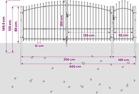 vidaXL Πύλη Κήπου WOERDEN 100 x 400 cm Ατσάλι Γκρι Κλειδώσιμο