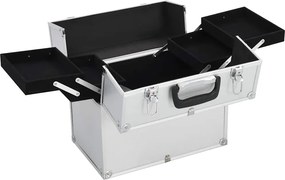 vidaXL Βαλίτσα Μακιγιάζ Ασημί 38x23x34 εκ. Αλουμινίου
