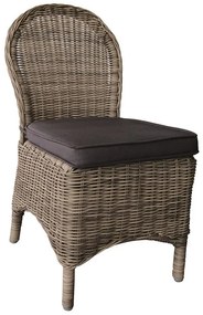 WOODWELL Ε654MONTANA Καρέκλα Τραπεζαρίας Κήπου ALU, Φ5mm Round Wicker Grey Brown, Μαξιλάρι Ανθρακί 48x65x91cm Ε654