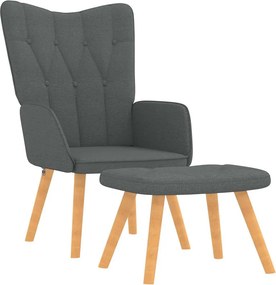 vidaXL Πολυθρόνα Relax Σκούρο Γκρι Υφασμάτινη με Σκαμπό