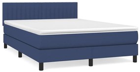 vidaXL Κρεβάτι Boxspring με Στρώμα Μπλε 140x200 εκ. Υφασμάτινο