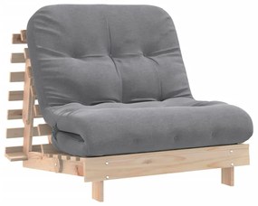 vidaXL Καναπές Κρεβάτι Futon με Στρώμα 80x206x11 εκ. Μασίφ Ξύλο Πεύκου