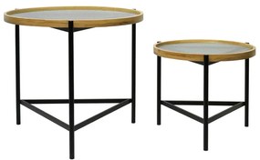 Σετ με 2 τραπέζια DKD Home Decor Μαύρο 64 x 64 x 55 cm 62 x 62 x 55,5 cm