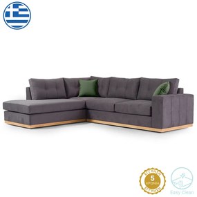 Intrahome Γωνιακός καναπές δεξιά γωνία PYRENEESA Intrahome ύφασμα ανθρακί-κυπαρισσί 280x225x90εκ | SKU: INTRAPA-279111115