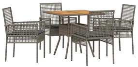 vidaXL Σέτ φαγητού για κήπο 5 pcs Γκρι Πολυ ράταν