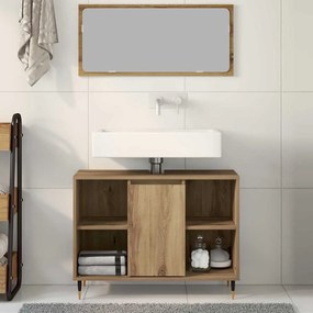 vidaXL Ντουλάπι Μπάνιου με ράφι με πόρτα artisan δρυς 80 x 33 x 60 εκ