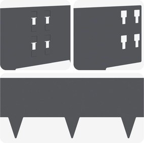 vidaXL Περίγραμμα γκαζόν 10 τμχ. 100 x 20 cm Steel Ανθρακί