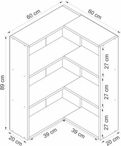 Βιβλιοθήκη Λευκό AFUZI 60x20x89