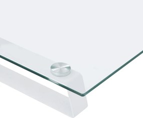 vidaXL Βάση Οθόνης Λευκή 80 x 20 x 8 εκ. από Ψημένο Γυαλί και Μέταλλο