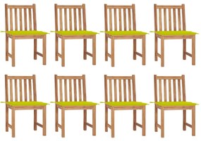 vidaXL Καρέκλες Κήπου 8 Τεμαχίων από Μασίφ Ξύλο Teak με Μαξιλάρια