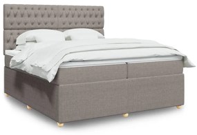 vidaXL Κρεβάτι Boxspring με Στρώμα Taupe 200x200 εκ. Υφασμάτινο