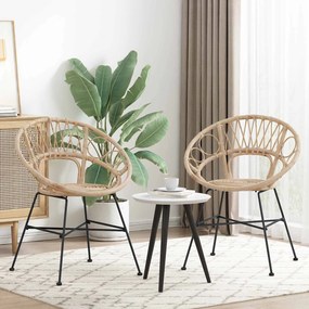 vidaXL Καρέκλα τραπεζαρίας 2 pcs Καλάμι και Σίδερο Φυσικό