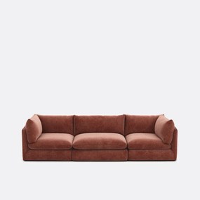 Μοντέρνος αρθρωτός καναπές 3 θέσεων από μελανζέ πολυεστέρα, MALO