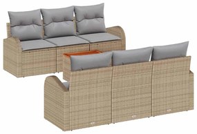 vidaXL Σετ Καναπέ Κήπου 7 pcs Μπεζ Πολυ ράταν