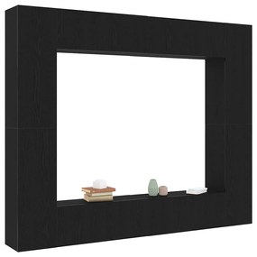 vidaXL Ντουλάπι TV 8 pcs Μαύρο 221 x 30 x 180 εκ. Επεξεργασμένο ξύλο
