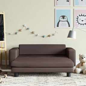 vidaXL Καναπές Παιδικός με Υποπόδιο Καφέ 100 x 50 x 30 εκ. Συνθ. Δέρμα