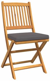 vidaXL Πτυσσόμενη Καρέκλα με μαξιλάρι 2 pcs Γκρι 49 x 57.5 x 92εκ