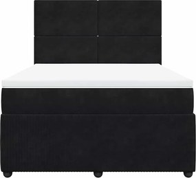 vidaXL Κρεβάτι Boxspring με Στρώμα Μαύρο 140x200 εκ. Βελούδινο