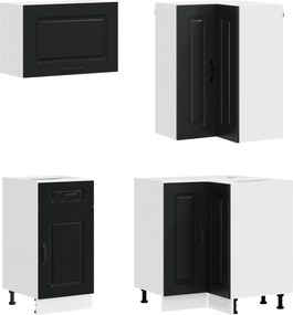 vidaXL Μονάδα κουζίνας KALMAR 8 pcs Μαύρο Επεξεργασμένο Ξύλο