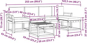 vidaXL Σειρά Καναπέ Εξωτερικού με μαξιλάρι 6 pcs Λευκό και Κρεμ