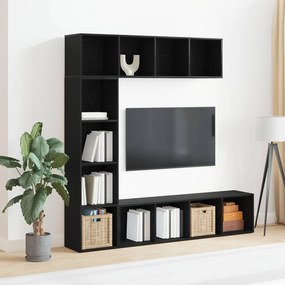 vidaXL Ράφι Βιβλίων 3 pcs Μαύρη Οξυά 36 x 30 x 143 cm