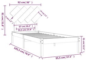 ΠΛΑΙΣΙΟ ΚΡΕΒΑΤΙΟΥ 90 X 190 ΕΚ. ΑΠΟ ΜΑΣΙΦ ΞΥΛΟ 3FT SINGLE 3104833