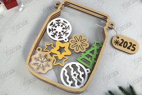 Σετ των 3 Intra απο ξύλο plywood 3mm-4mm πάχος Χριστουγεννιάτικο βάζο Mason | Πινακίδα διακοπών | CNC Δίασταση 15x15 cm INTRAFABR-111311384