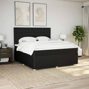 vidaXL Κρεβάτι Boxspring με Στρώμα Μαύρο 180x200 εκ. Υφασμάτινο