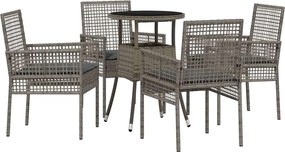 vidaXL Σέτ φαγητού για κήπο 5 pcs Γκρι συνθετικό ρατάν